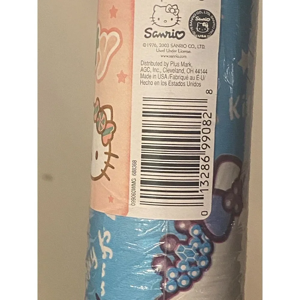 Hello Kitty‎ Gift Wrap Blue Holiday VTG New Sealed Sanrio